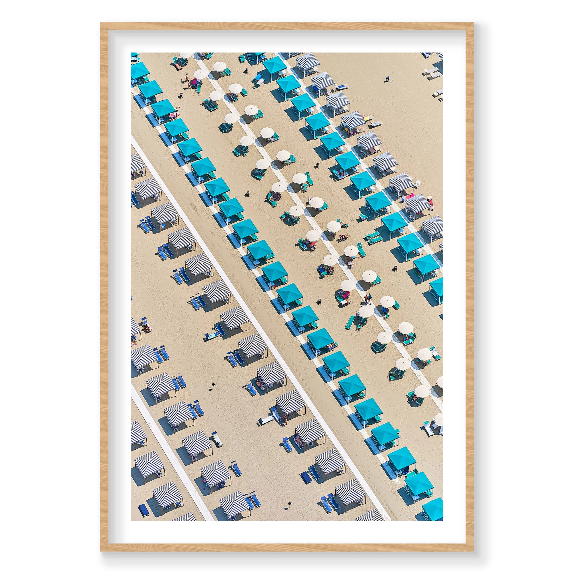 Beach Club, Italy, Vertical Print, natural Victorian Ash frame