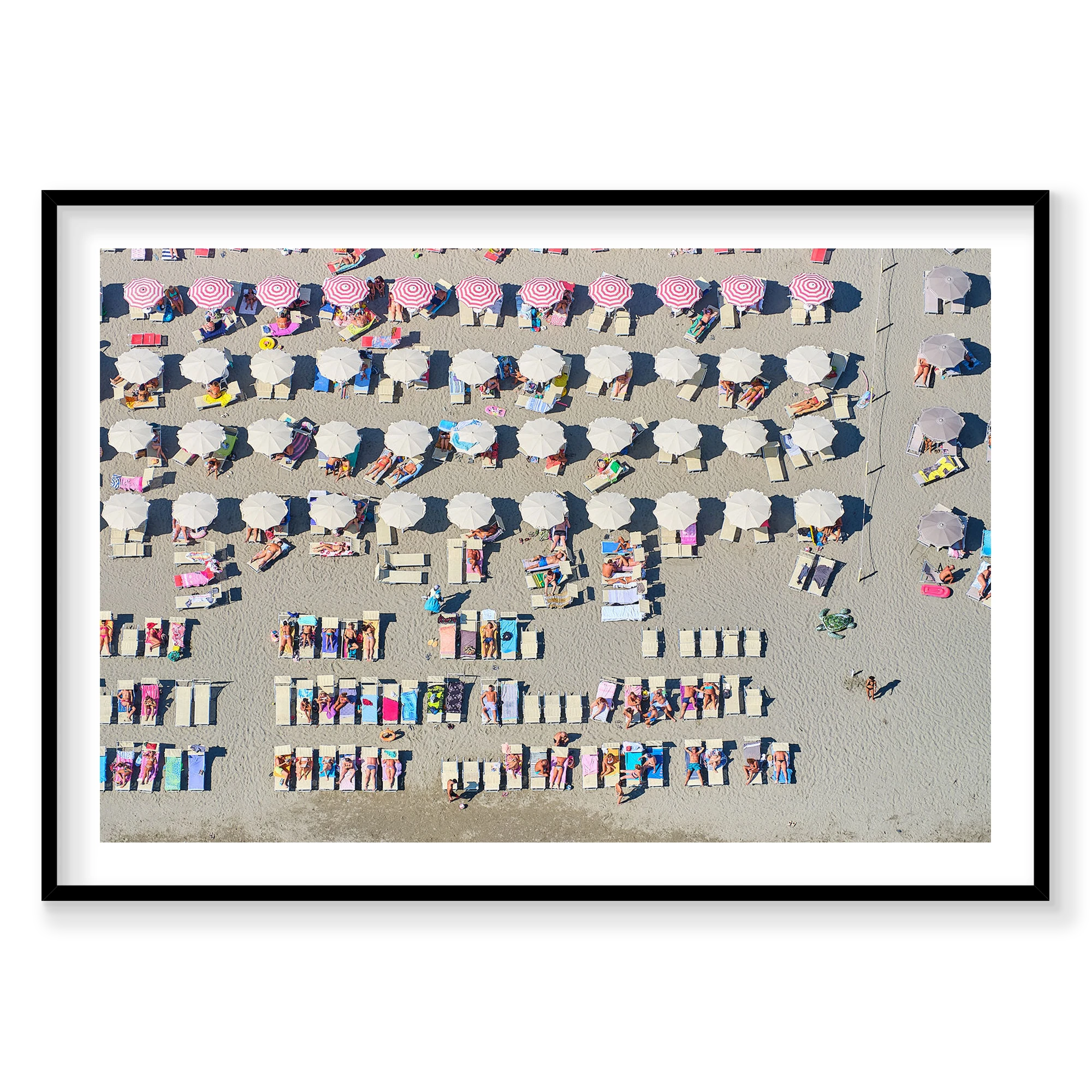 Beach Life, Italy, Horizontal Print, black Victorian Ash frame