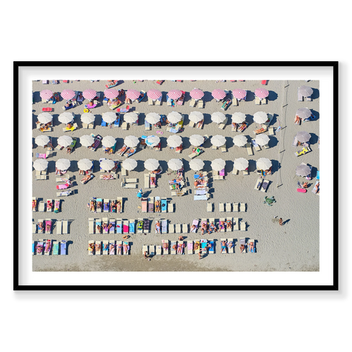 Beach Life, Italy, Horizontal Print, black Victorian Ash frame