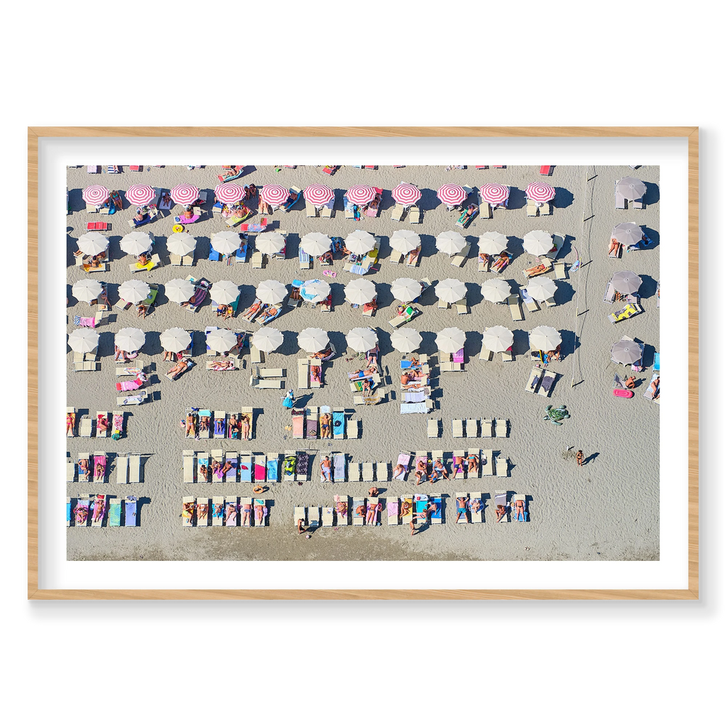 Beach Life, Italy, Horizontal Print, natural Victorian Ash frame
