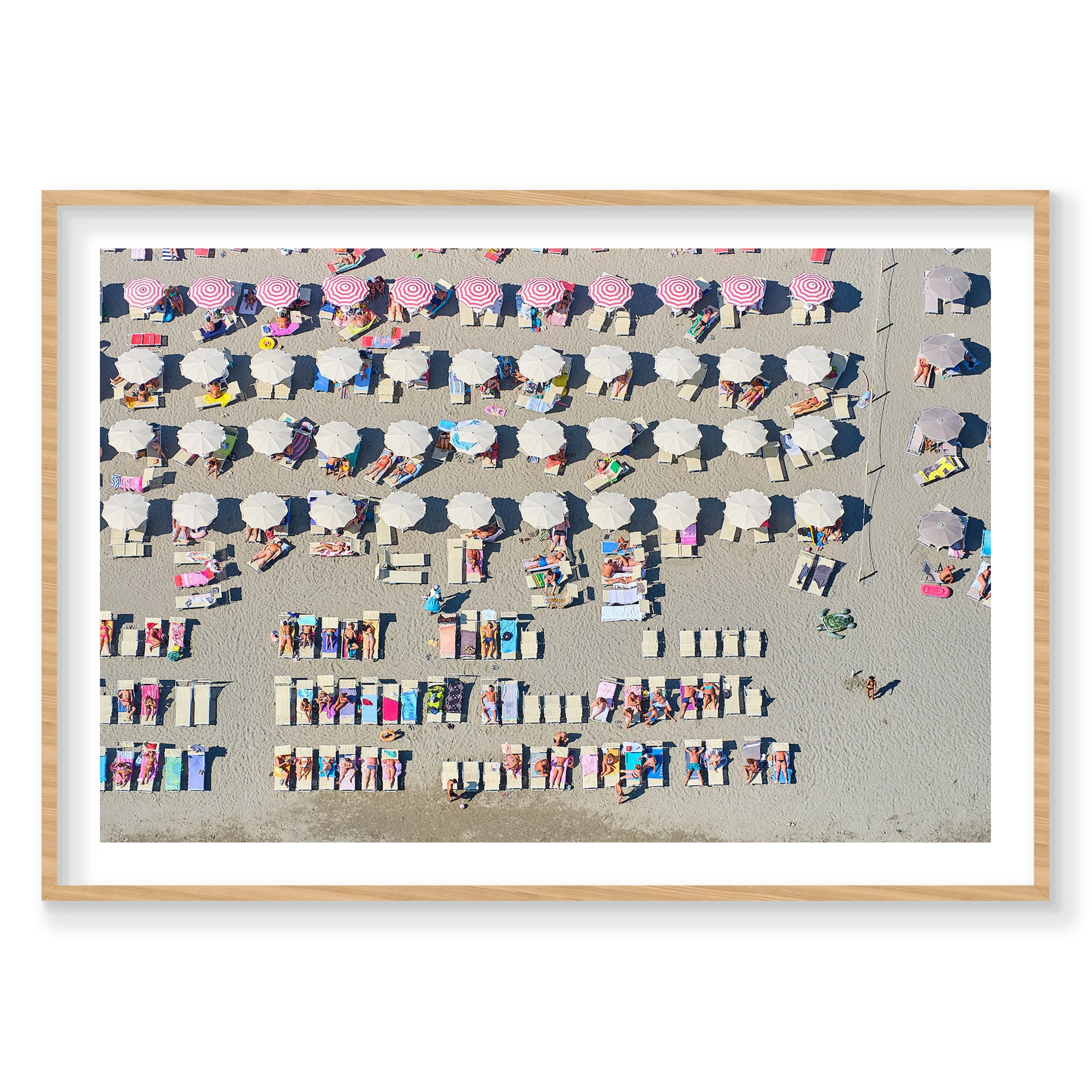 Beach Life, Italy, Horizontal Print, natural Victorian Ash frame