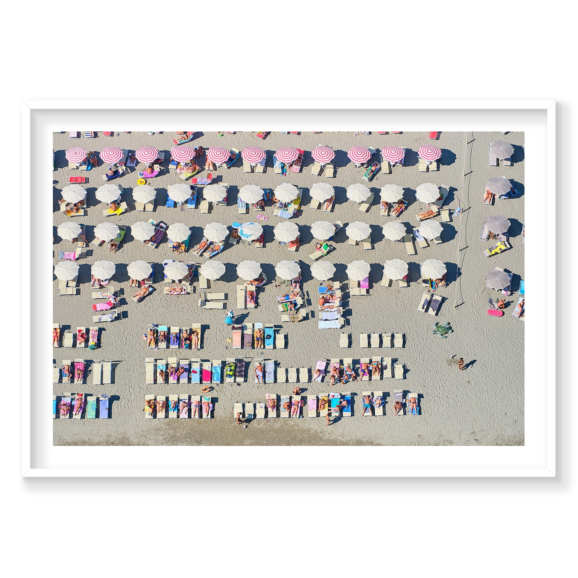 Beach Life, Italy, Horizontal Print, white Victorian Ash frame