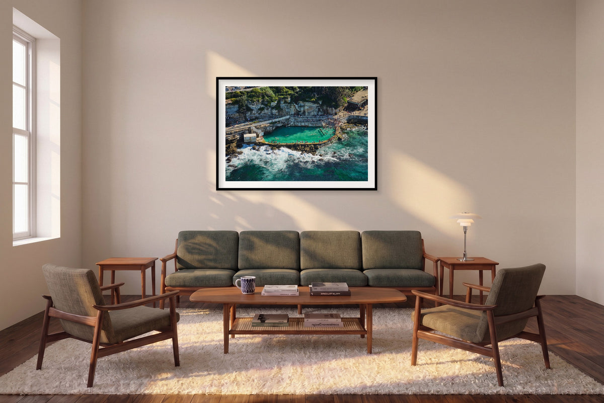 Beautiful Bronte, Horizontal Print shown framed in a living room