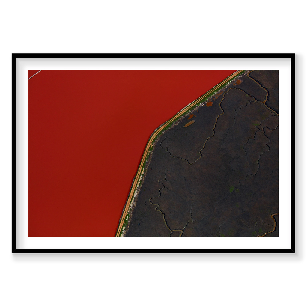 Blood Red, San Francisco Bay, Horizontal Print, black Victorian Ash frame