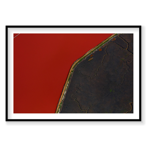Blood Red, San Francisco Bay, Horizontal Print, black Victorian Ash frame