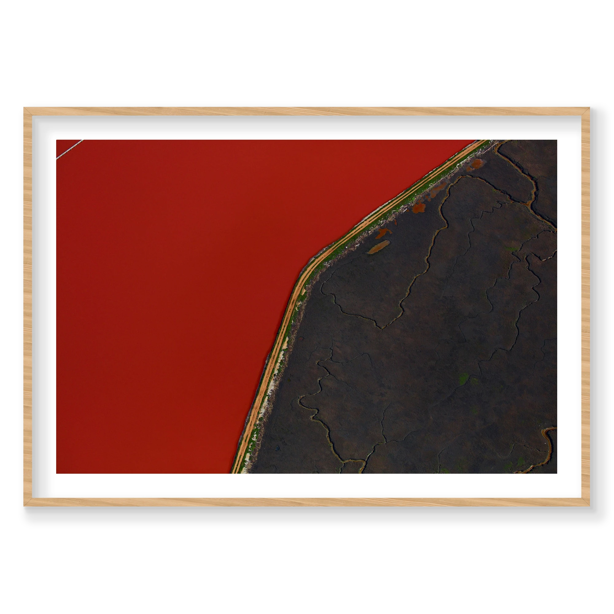 Blood Red, San Francisco Bay, Horizontal Print, natural Victorian Ash frame