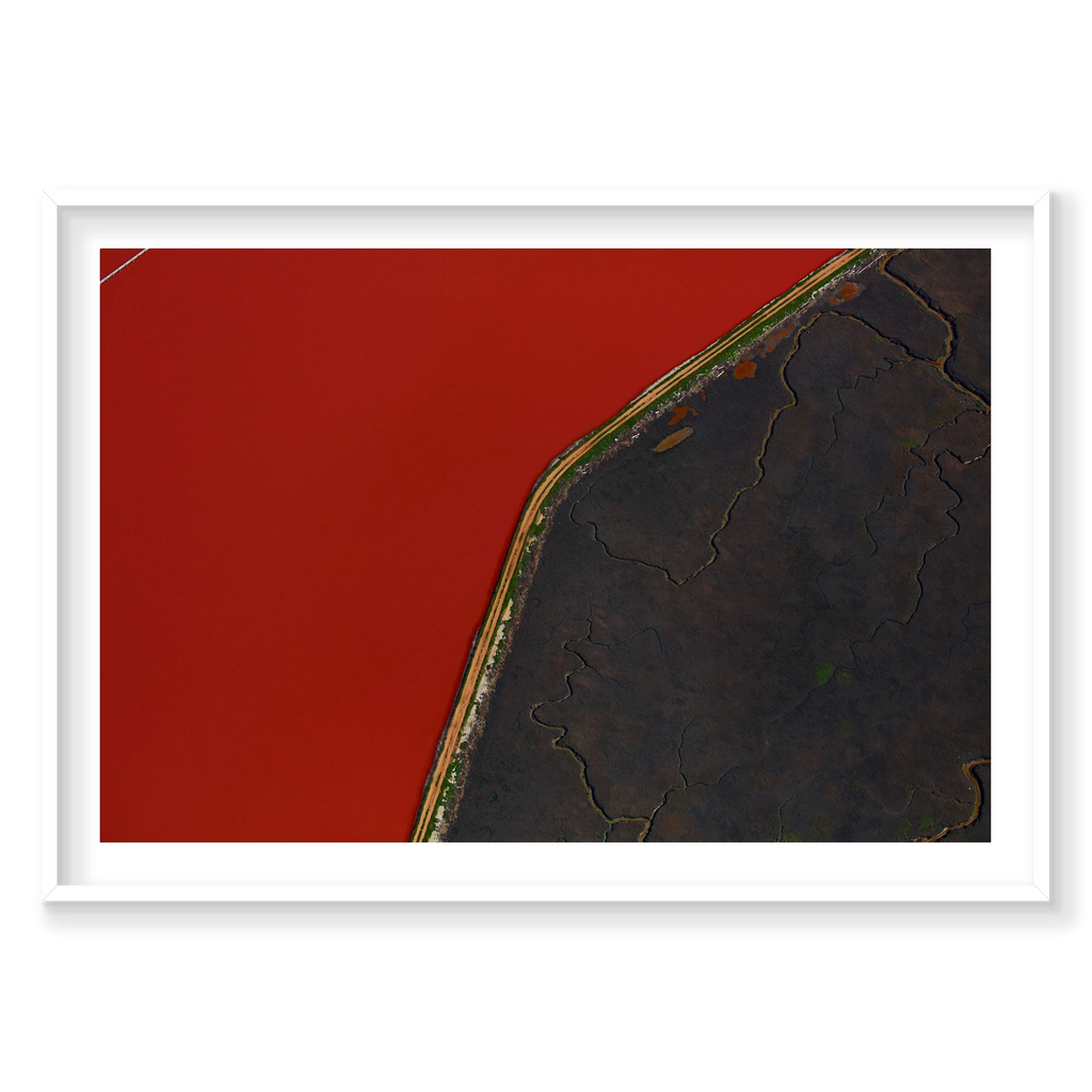 Blood Red, San Francisco Bay, Horizontal Print, white Victorian Ash frame