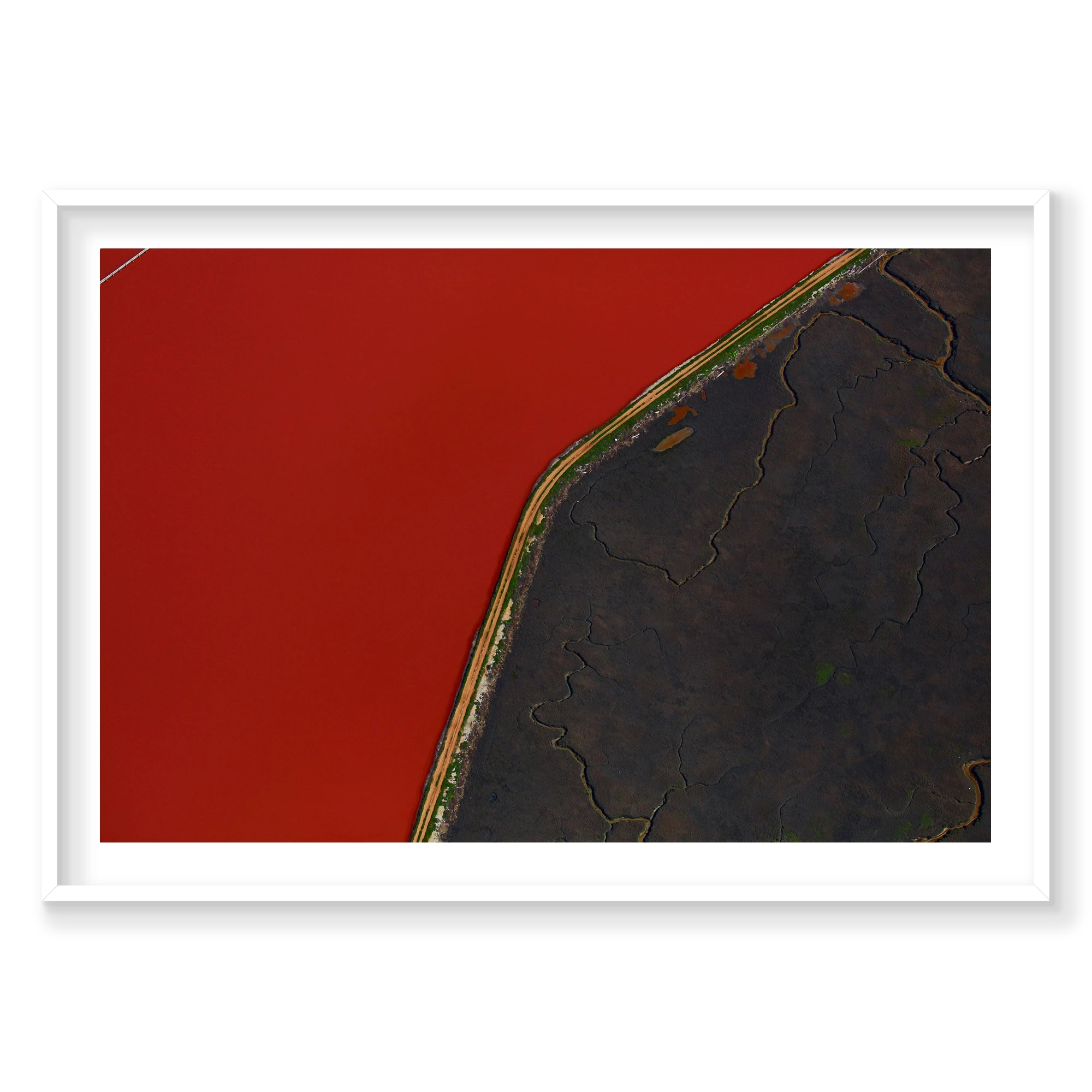Blood Red, San Francisco Bay, Horizontal Print, white Victorian Ash frame