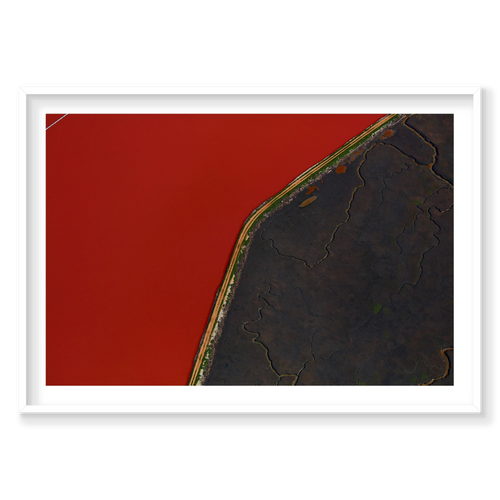 Blood Red, San Francisco Bay, Horizontal Print, white Victorian Ash frame