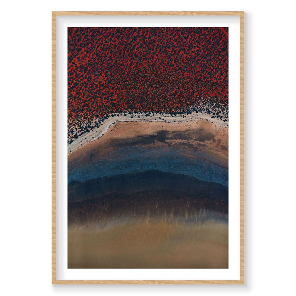 Blue Sand, Shark Bay, Vertical Print, natural Victorian Ash frame