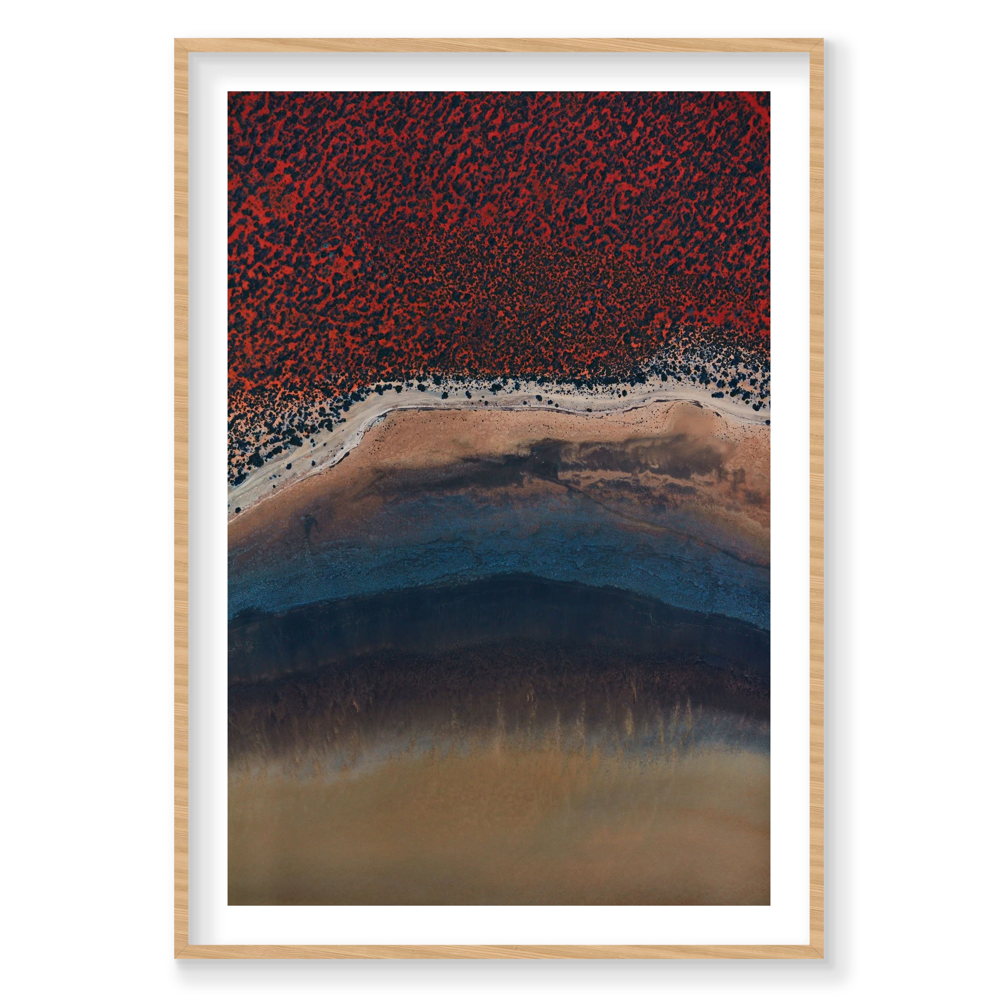 Blue Sand, Shark Bay, Vertical Print, natural Victorian Ash frame