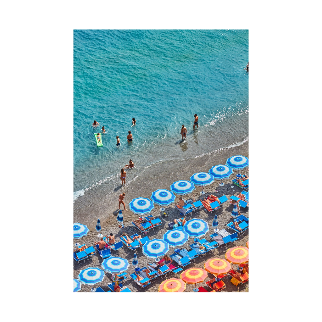 Blue Umbrellas Positano, Italy, Vertical Print, print only