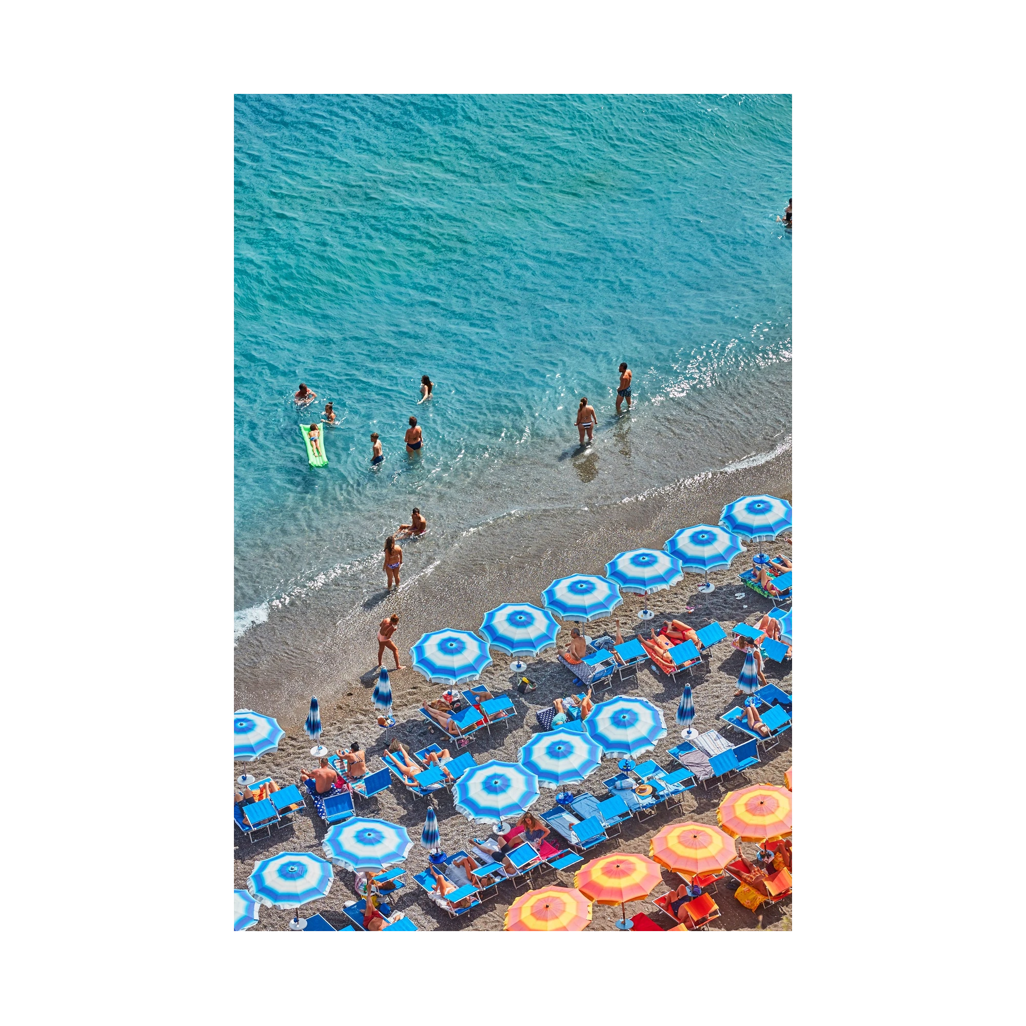 Blue Umbrellas Positano, Italy, Vertical Print, print only