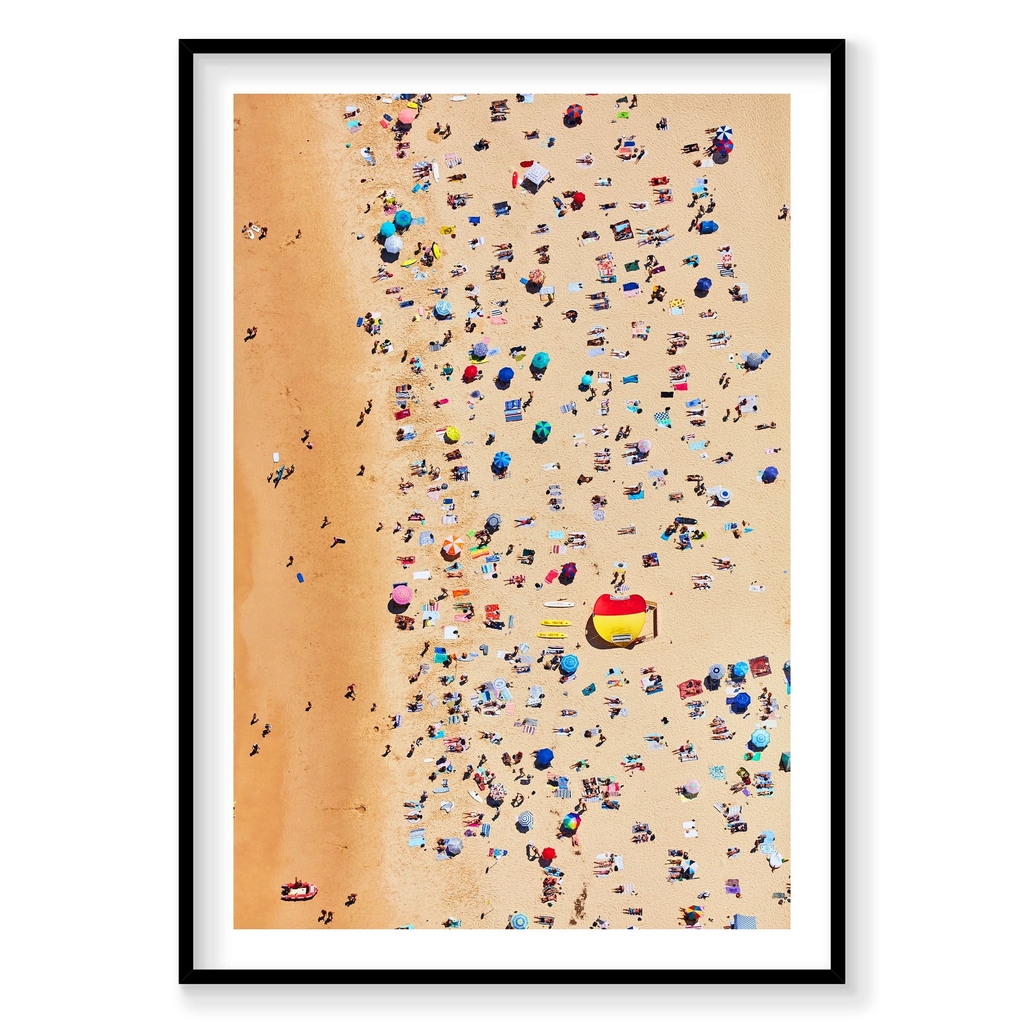 Bondi Beach Sunbathers, Vertical Print, black Victorian Ash frame