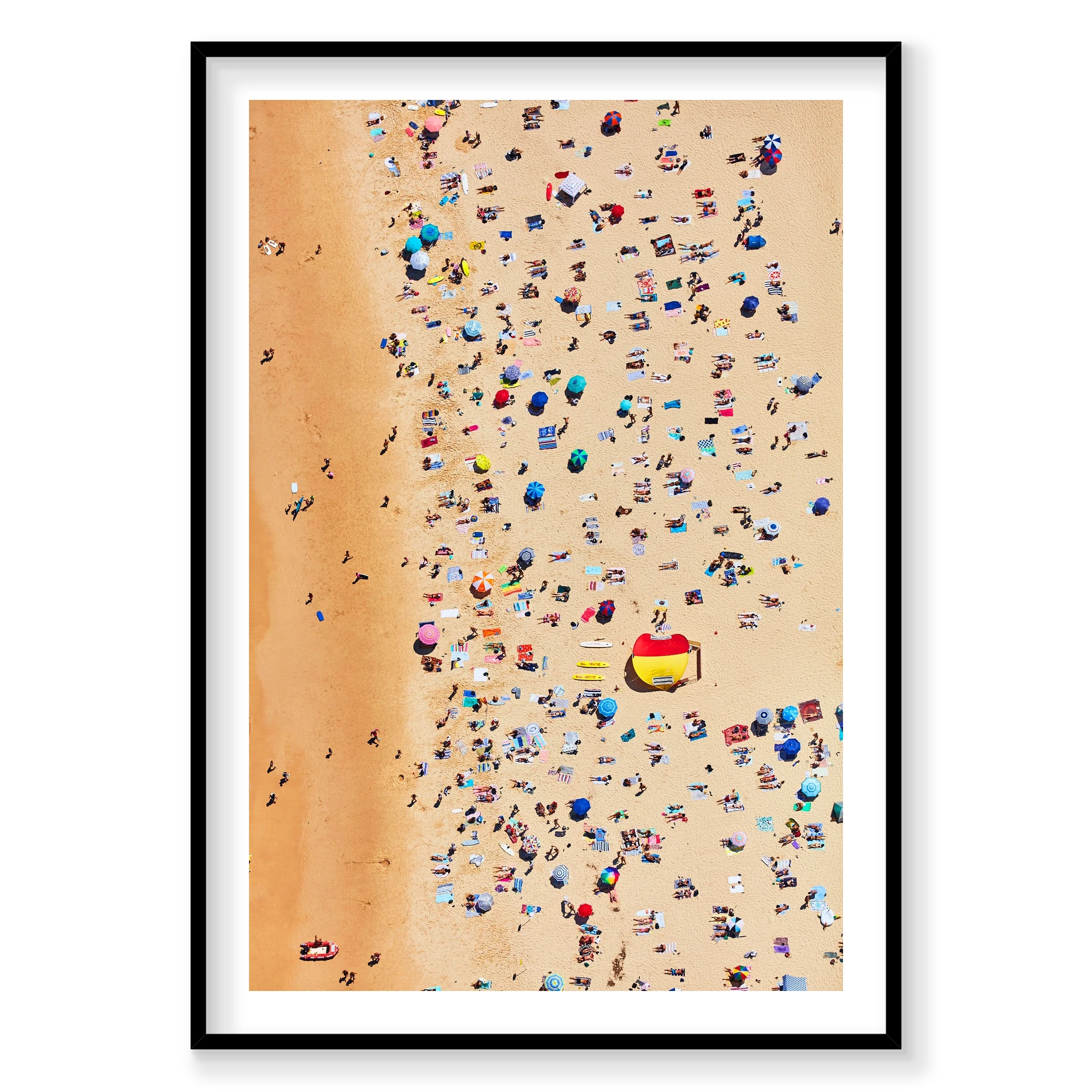 Bondi Beach Sunbathers, Vertical Print, black Victorian Ash frame