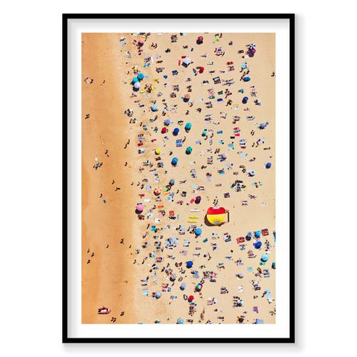 Bondi Beach Sunbathers, Vertical Print, black Victorian Ash frame