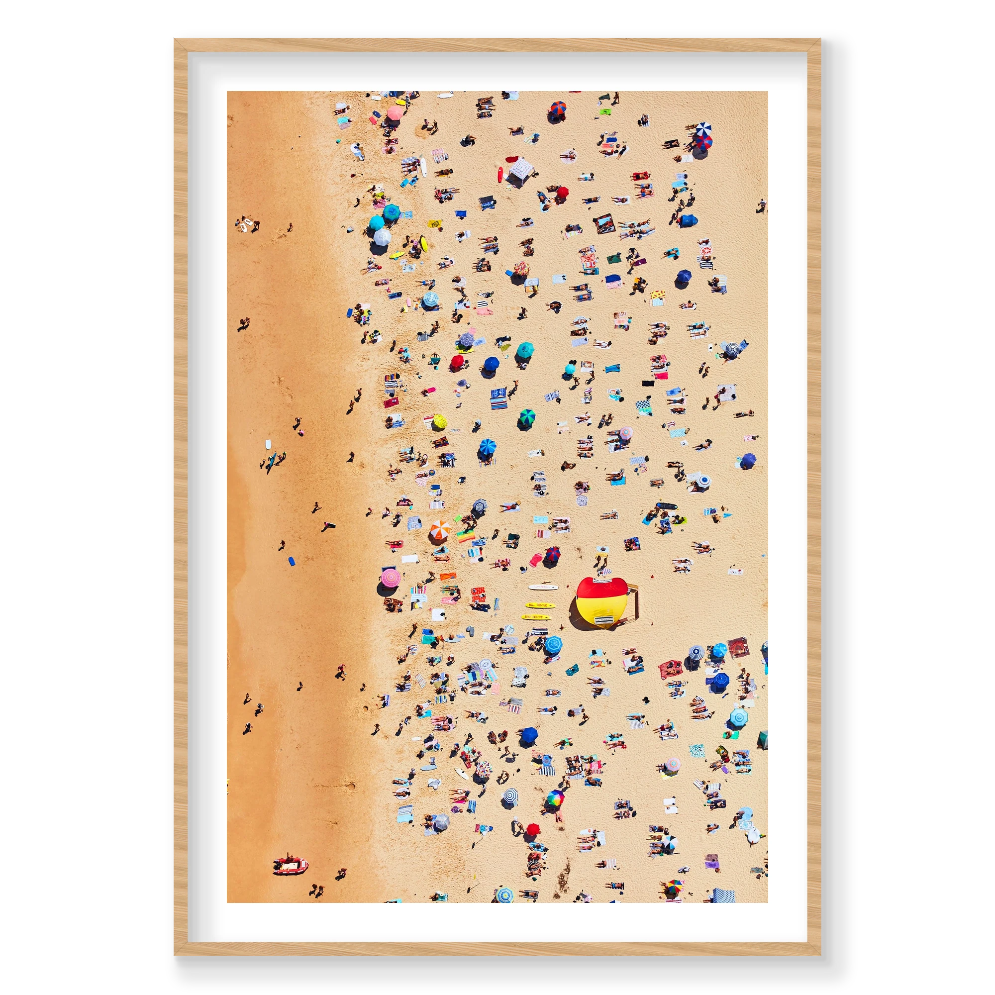 Bondi Beach Sunbathers, Vertical Print, natural Victorian Ash frame