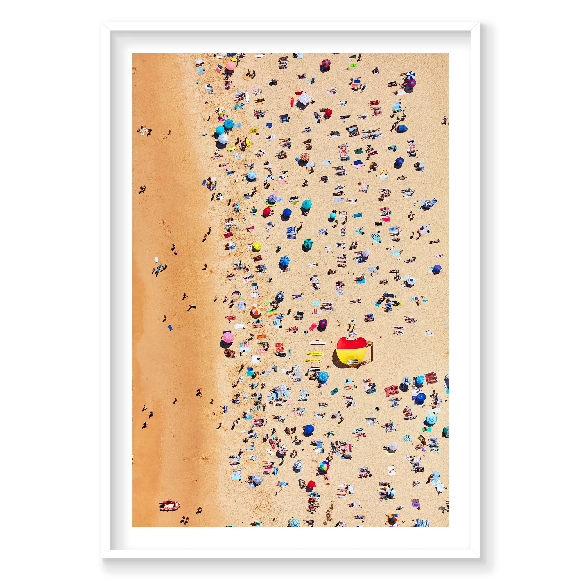 Bondi Beach Sunbathers, Vertical Print, white Victorian Ash frame