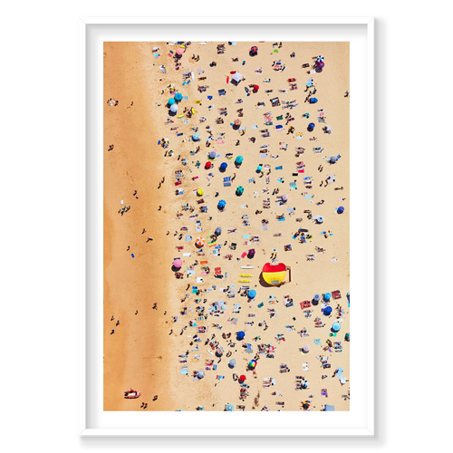 Bondi Beach Sunbathers, Vertical Print, white Victorian Ash frame