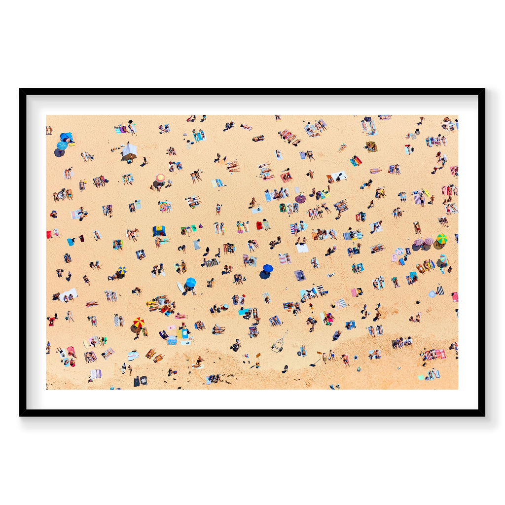 Bondi Beach Sunbathers, Horizontal Print, black Victorian Ash frame