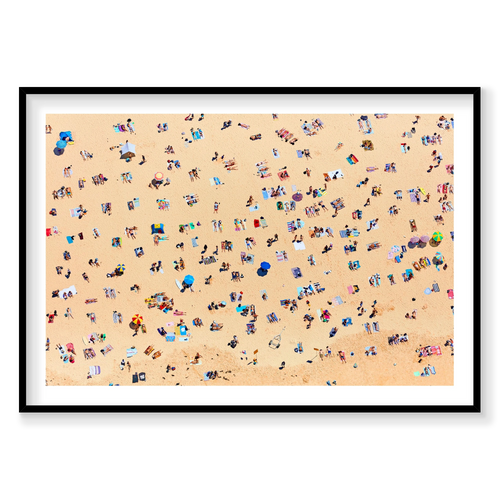 Bondi Beach Sunbathers, Horizontal Print, black Victorian Ash frame