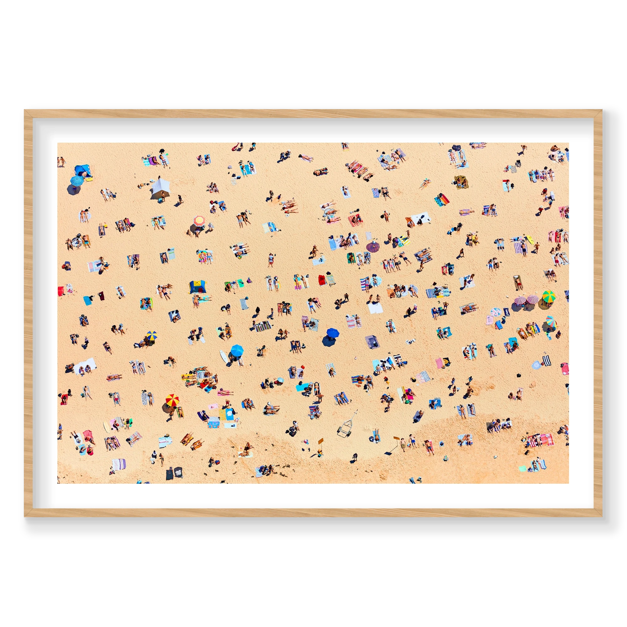 Bondi Beach Sunbathers, Horizontal Print, natural Victorian Ash frame