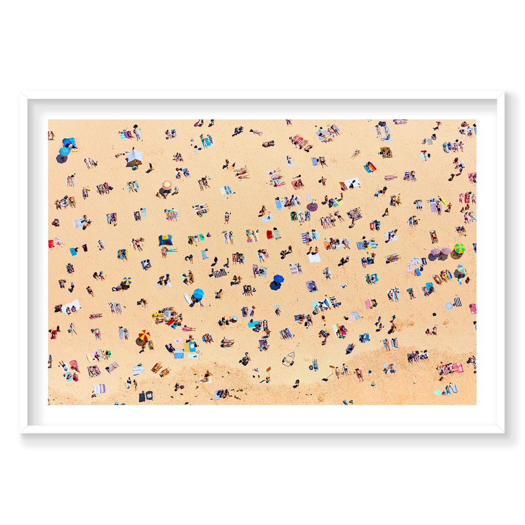 Bondi Beach Sunbathers, Horizontal Print, white Victorian Ash frame