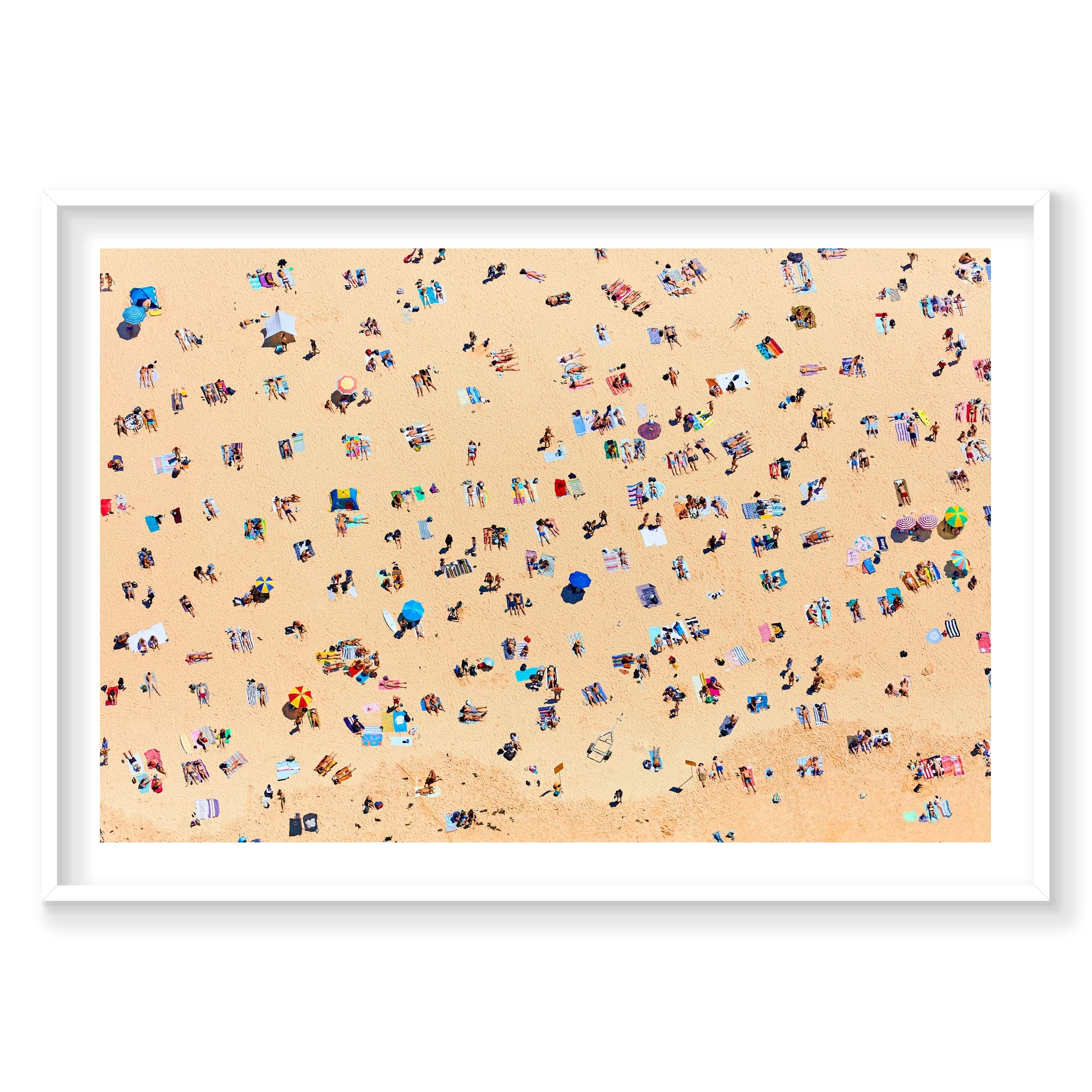 Bondi Beach Sunbathers, Horizontal Print, white Victorian Ash frame
