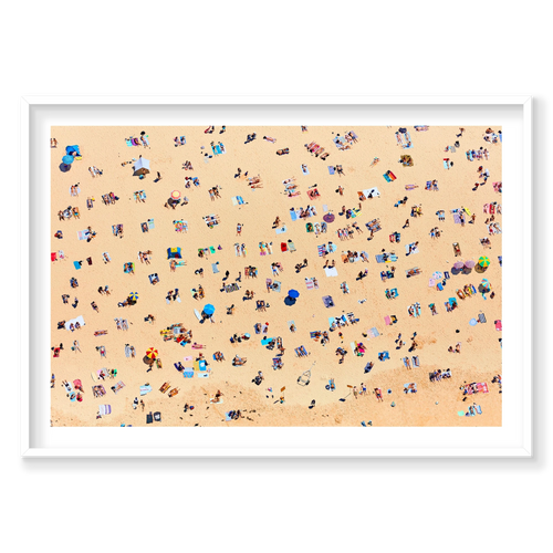 Bondi Beach Sunbathers, Horizontal Print, white Victorian Ash frame