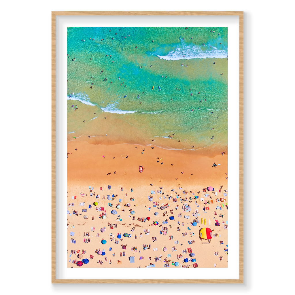 Bondi Beach, Vertical Print, natural Victorian Ash frame