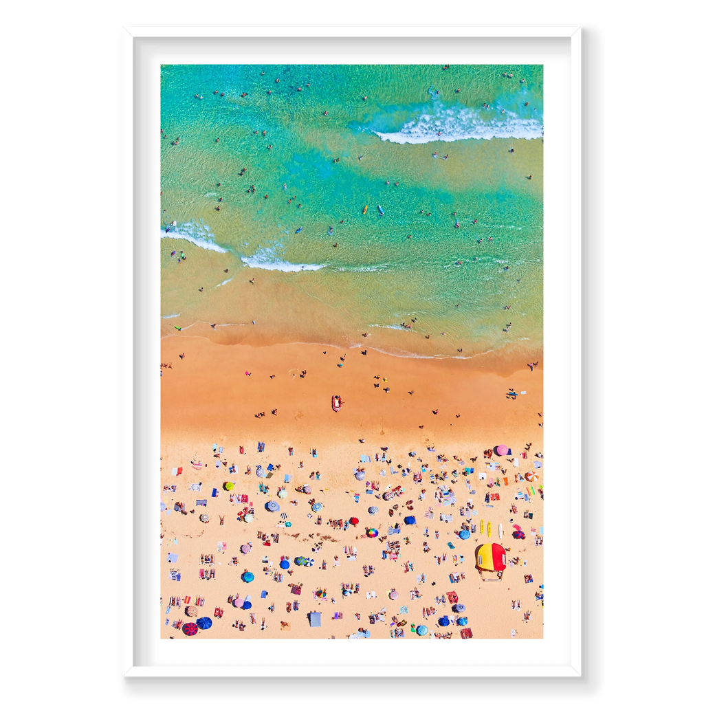 Bondi Beach, Vertical Print, white Victorian Ash frame