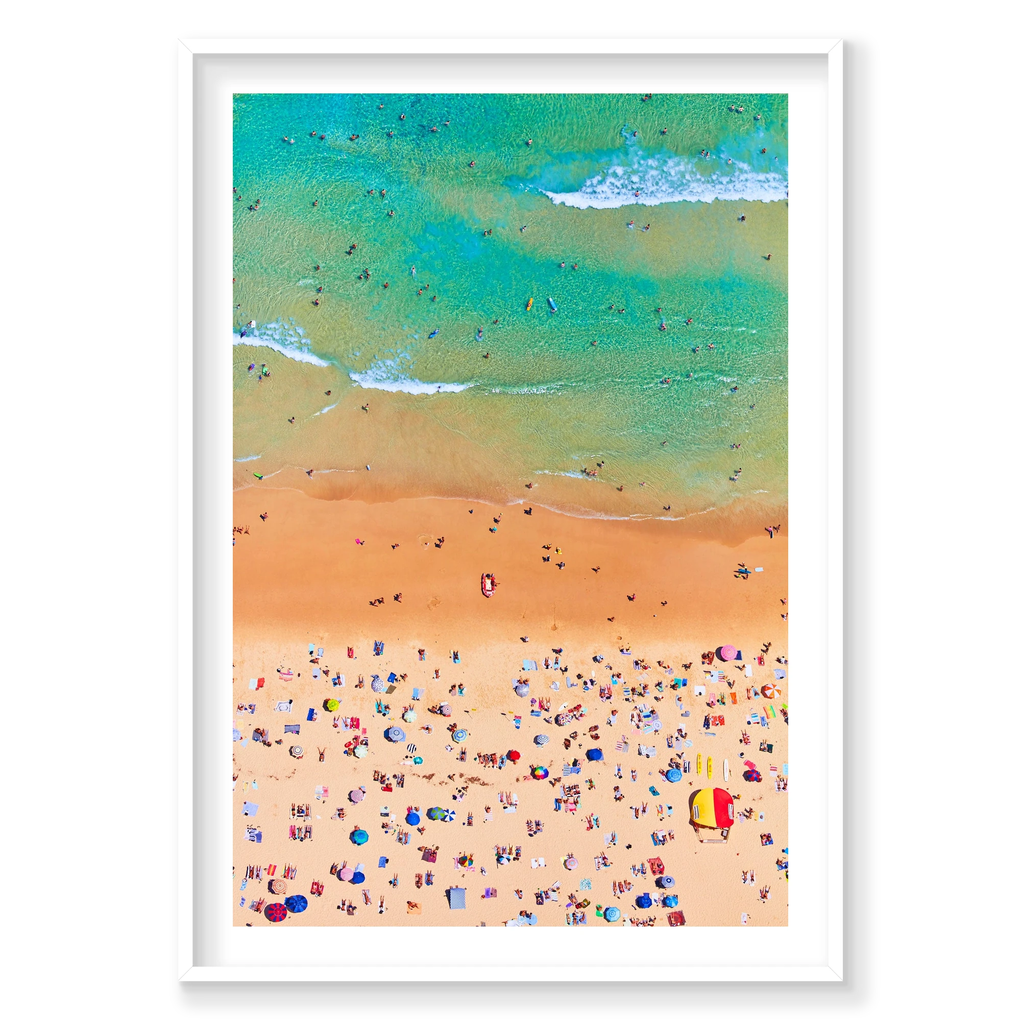 Bondi Beach, Vertical Print, white Victorian Ash frame