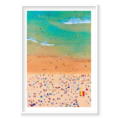Bondi Beach, Vertical Print, white Victorian Ash frame