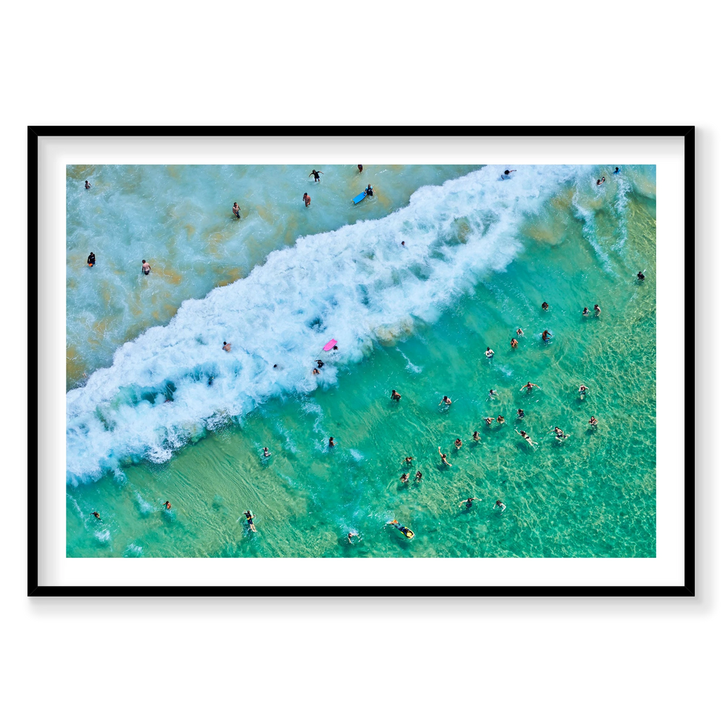 Bondi Swimmers, Horizontal Print, black Victorian Ash frame