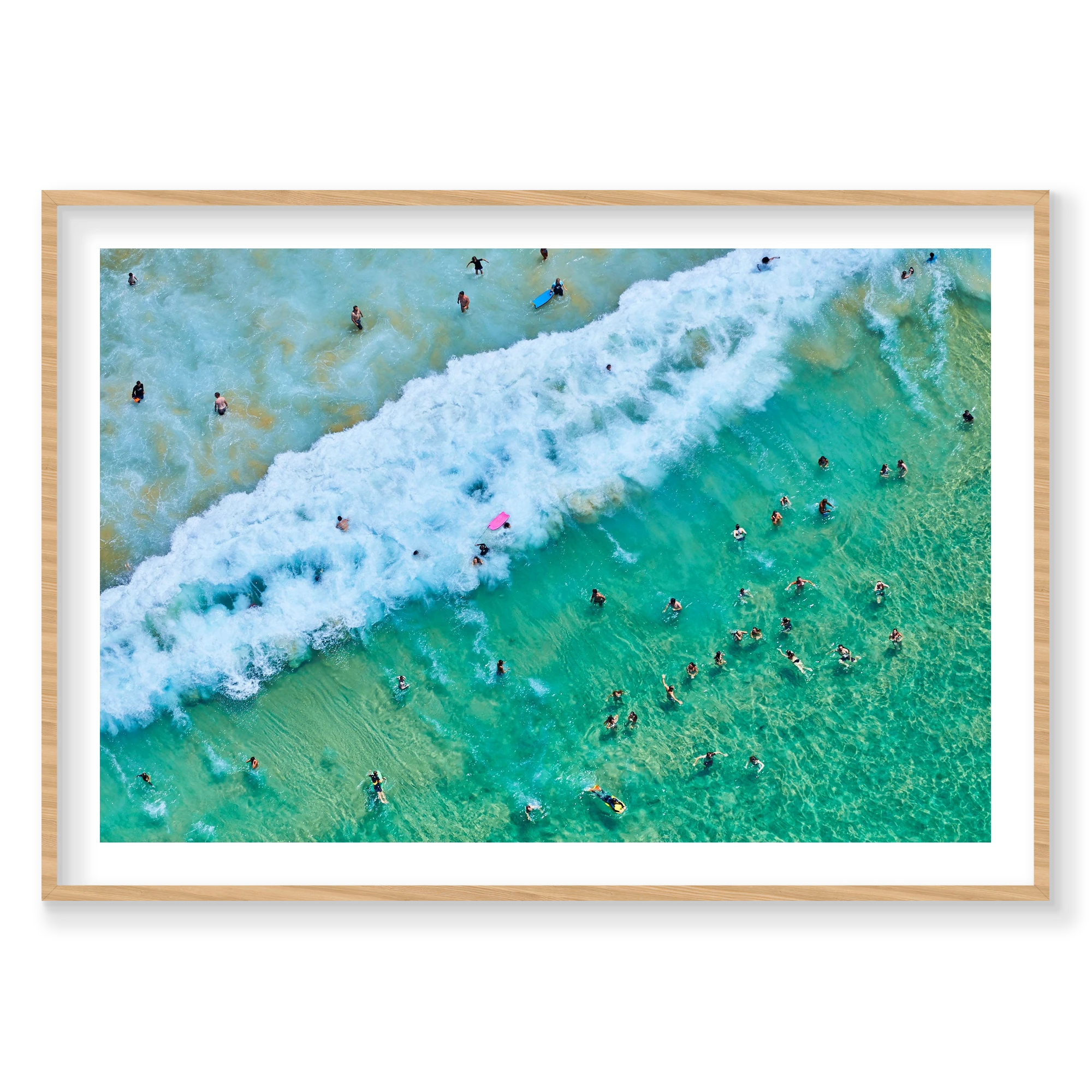 Bondi Swimmers, Horizontal Print, natural Victorian Ash frame