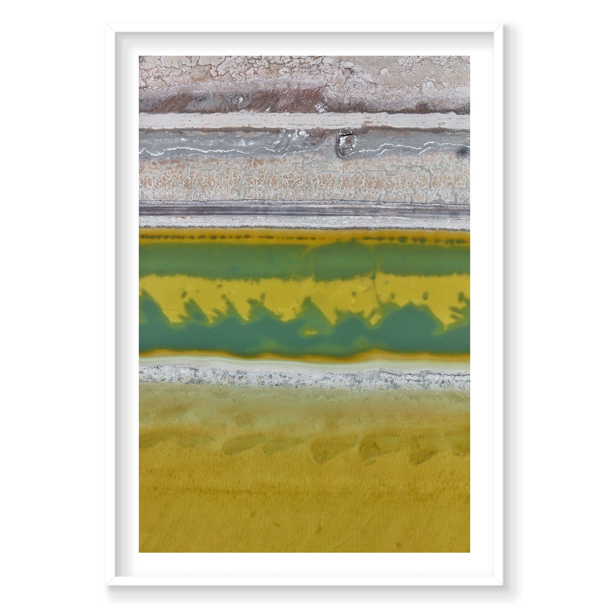 Brine, Great Salt Lake, Portrait Print, white Victorian Ash frame
