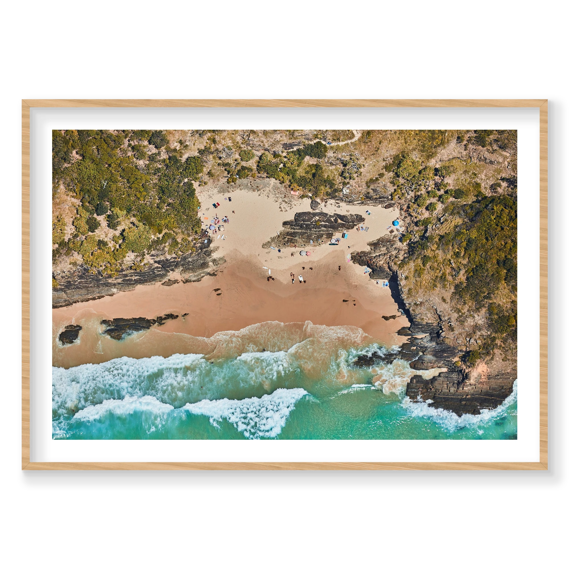 Oar Beach, Byron Bay, Horizontal Print, natural Victorian Ash frame
