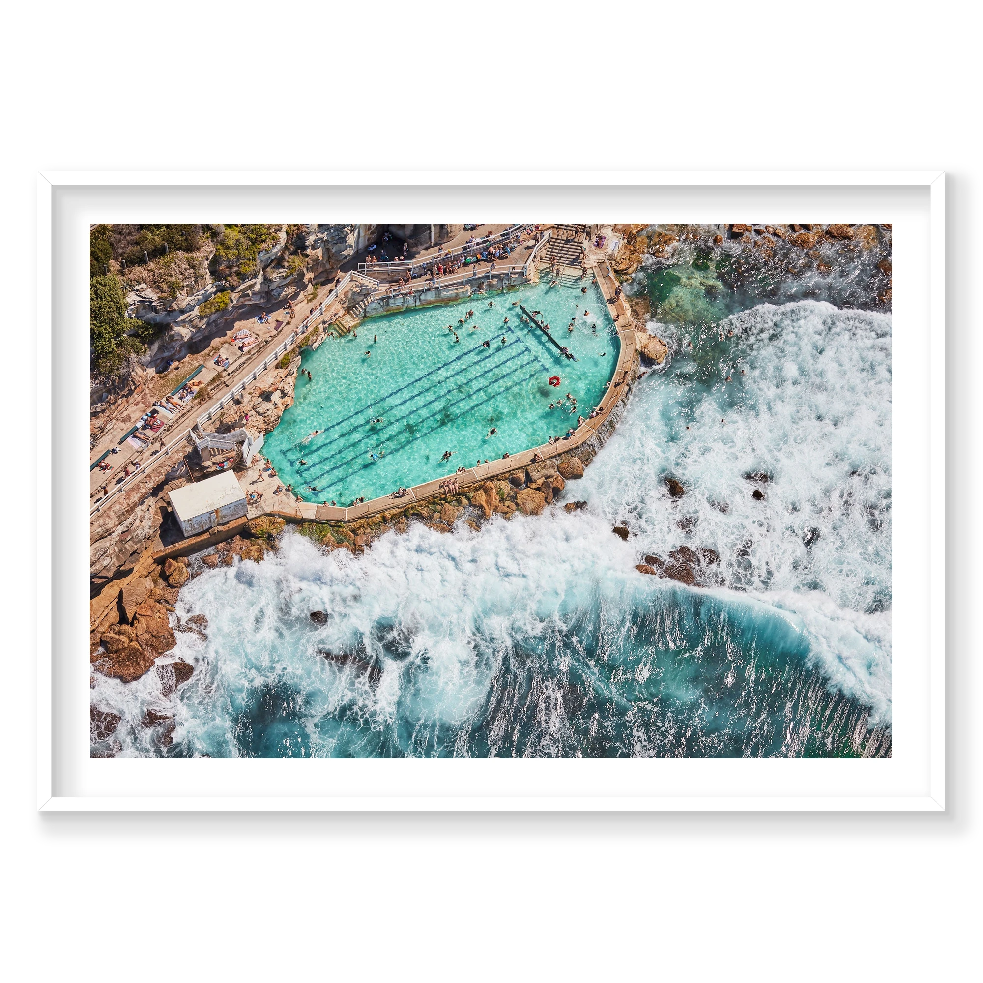 Bronte Baths, Horizontal Print, white Victorian Ash frame