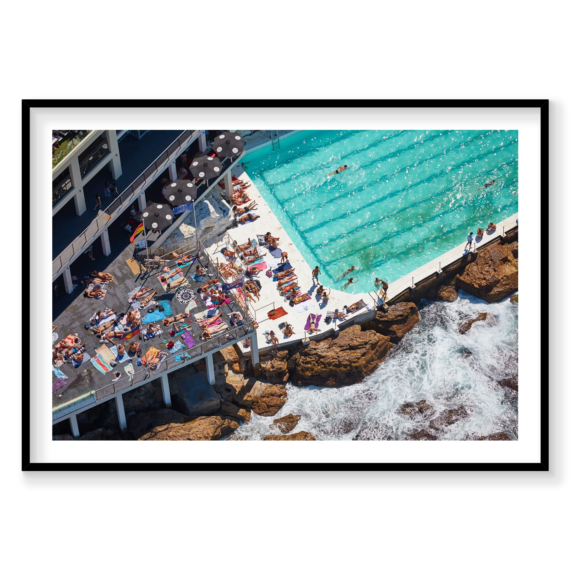 Icebergs Sunbathers, Horizontal Print, black Victorian Ash frame