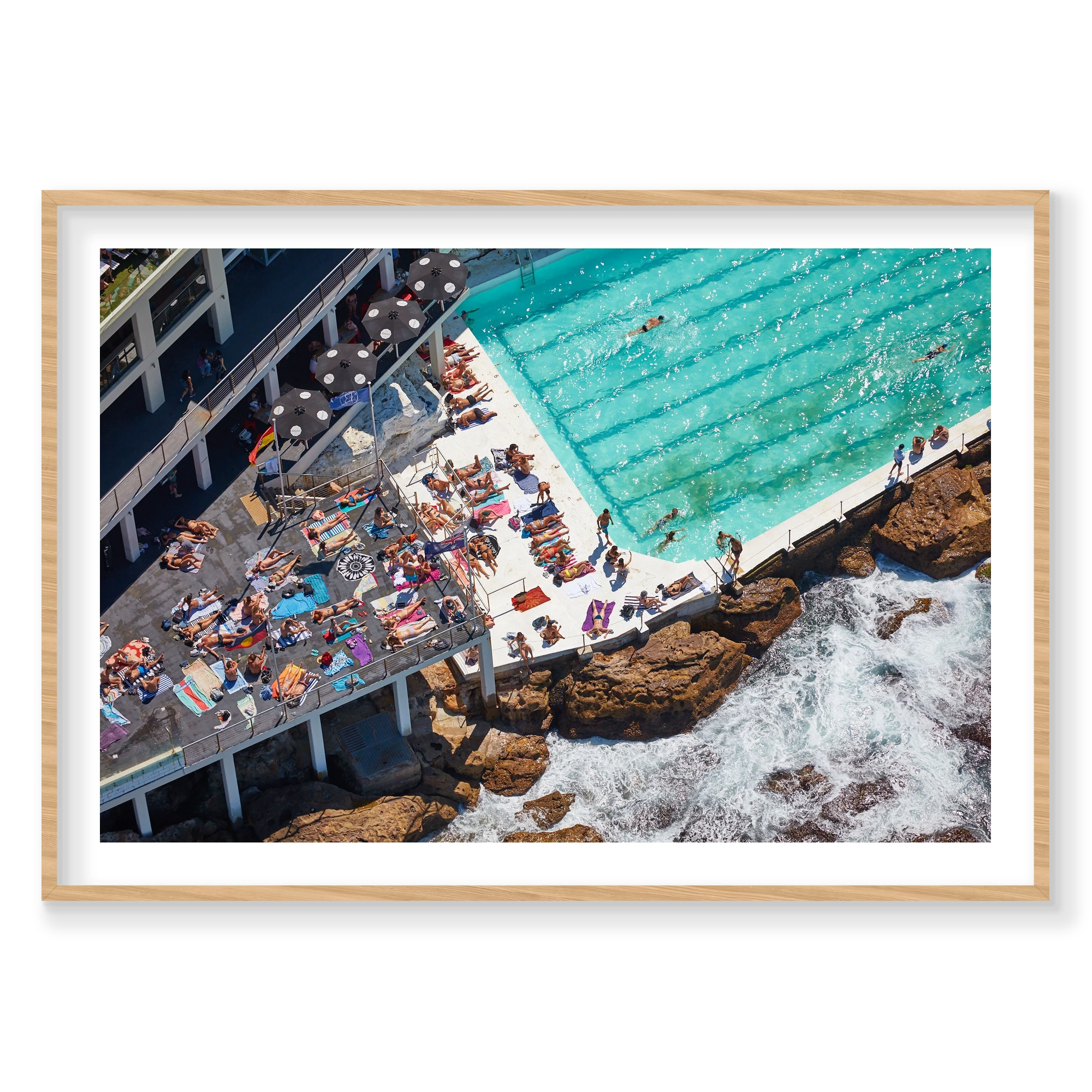 Icebergs Sunbathers, Horizontal Print, natural Victorian Ash frame