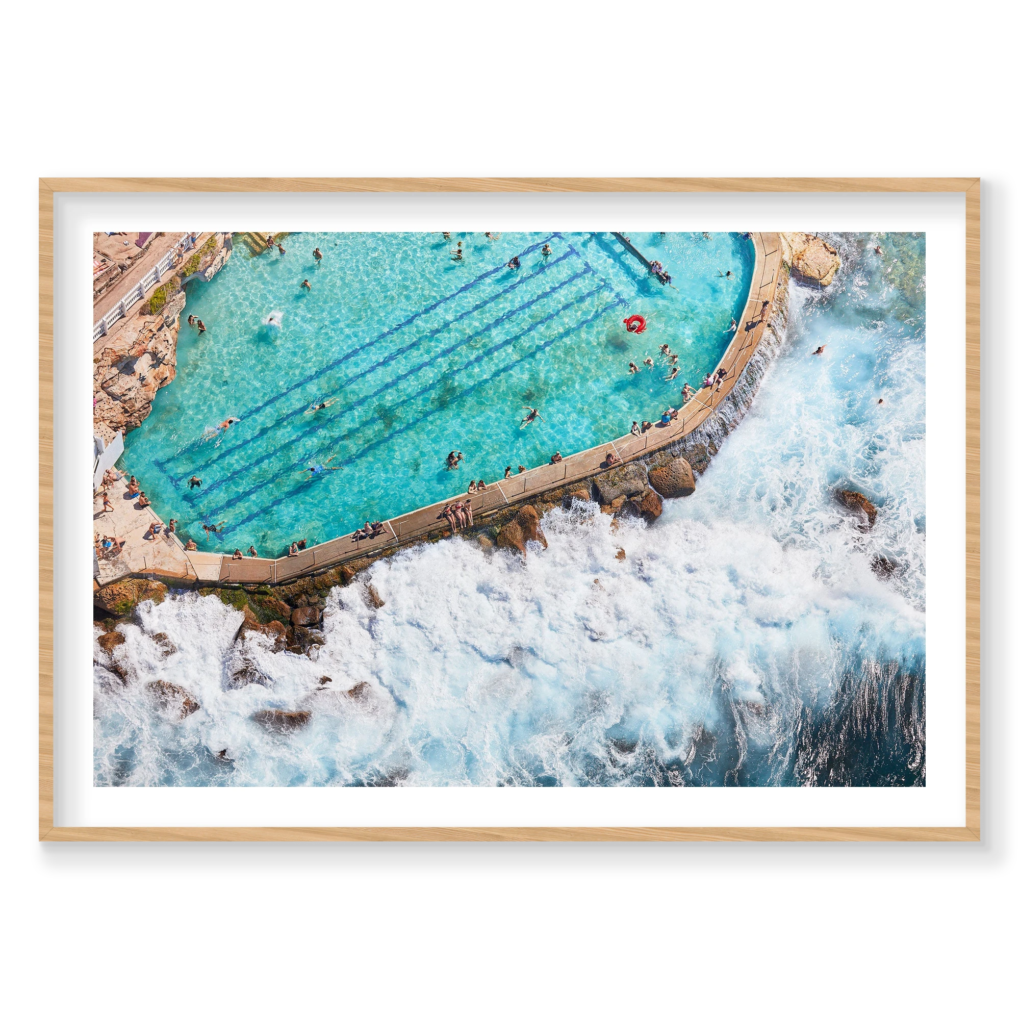 Bronte Baths Ocean Wave, Horizontal Print, natural Victorian Ash frame