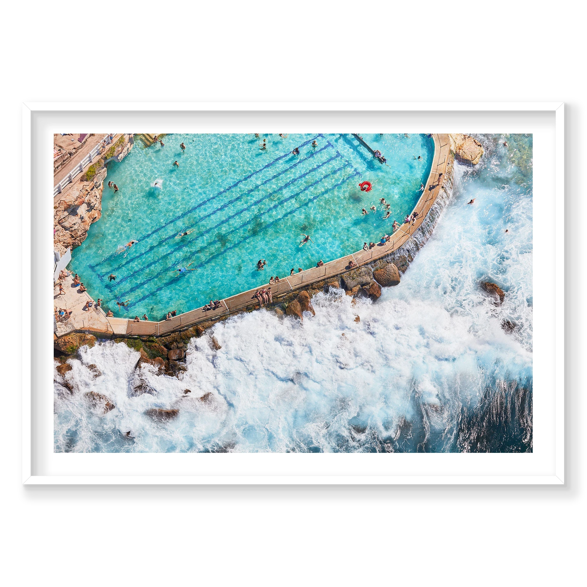 Bronte Baths Ocean Wave, Horizontal Print, white Victorian Ash frame