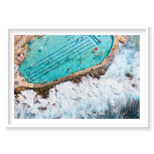 Bronte Baths Ocean Wave, Horizontal Print, white Victorian Ash frame