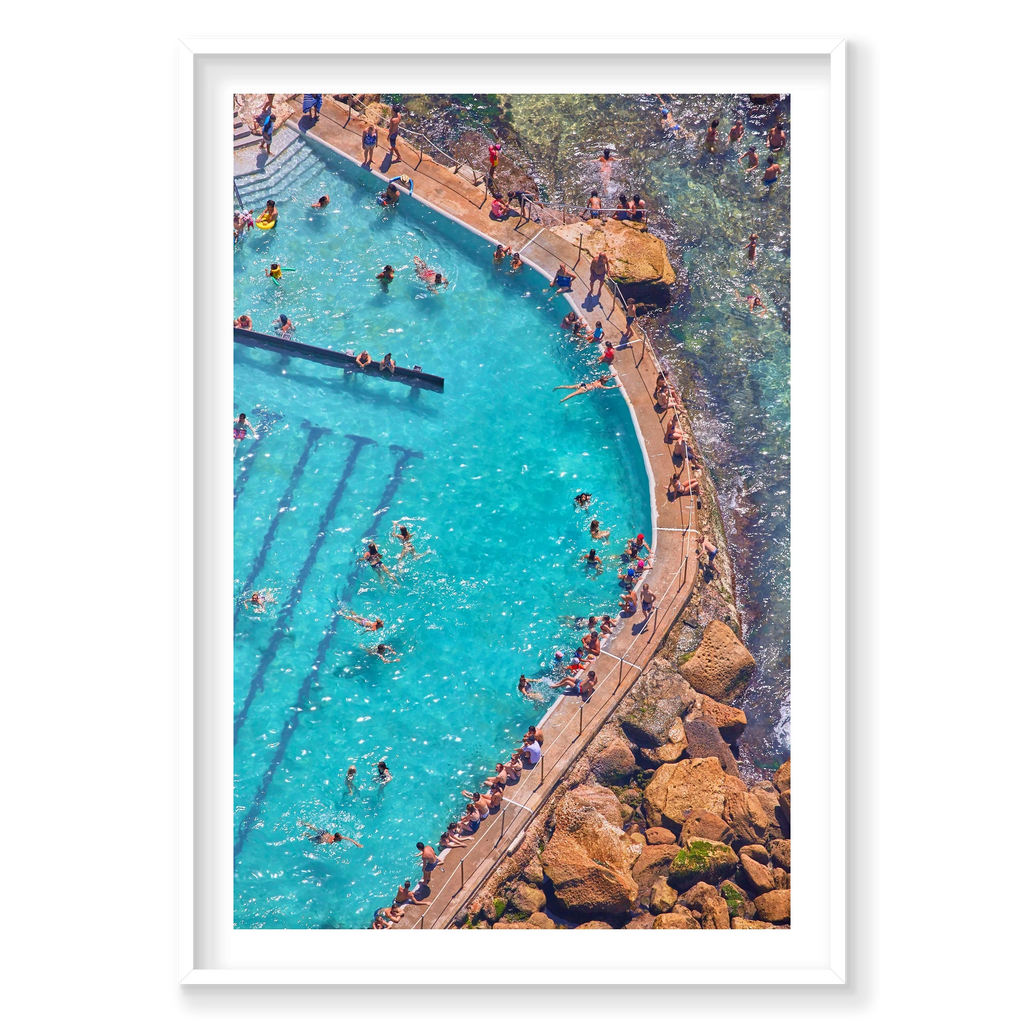 Bronte Baths, Vertical Print, white Victorian Ash frame