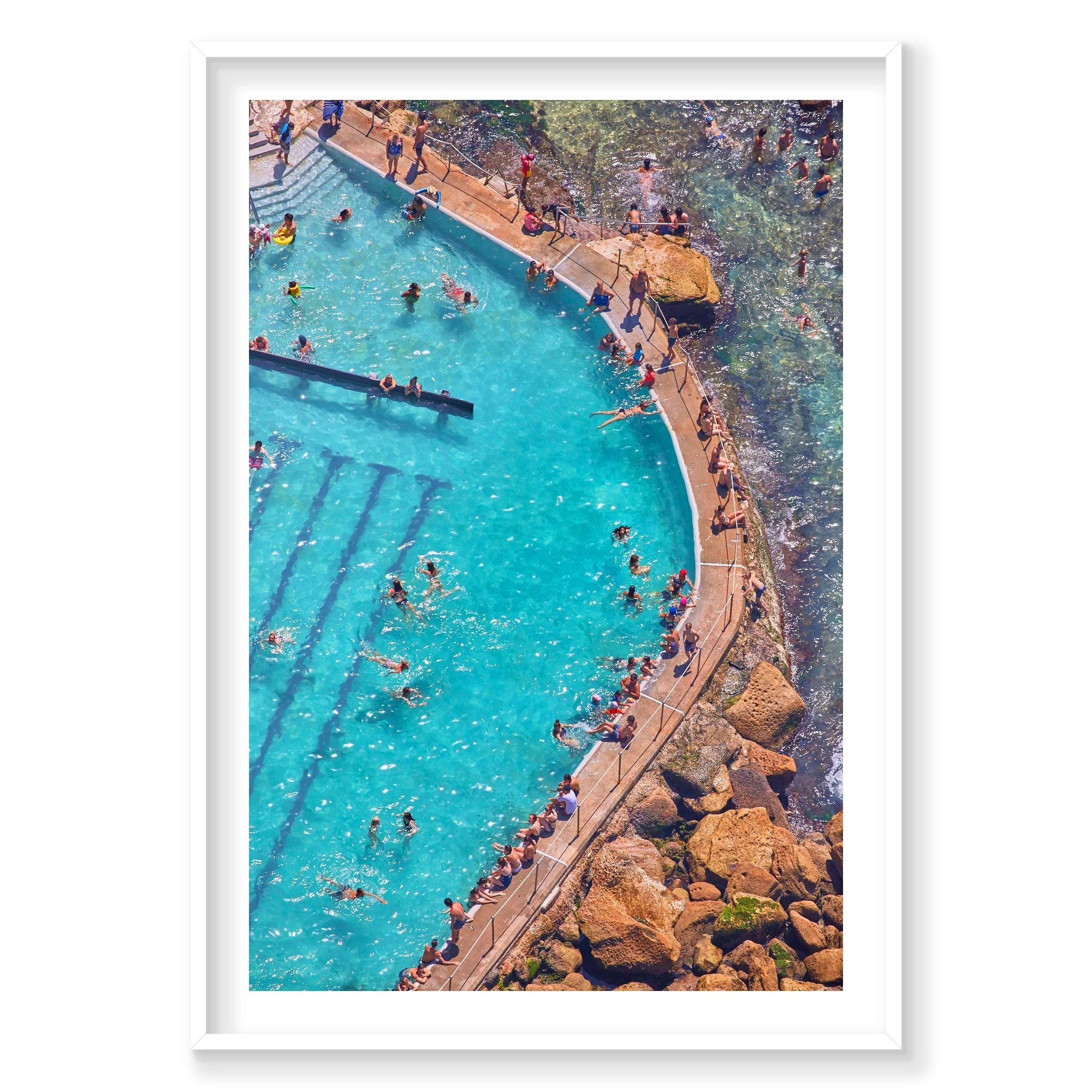 Bronte Baths, Vertical Print, white Victorian Ash frame