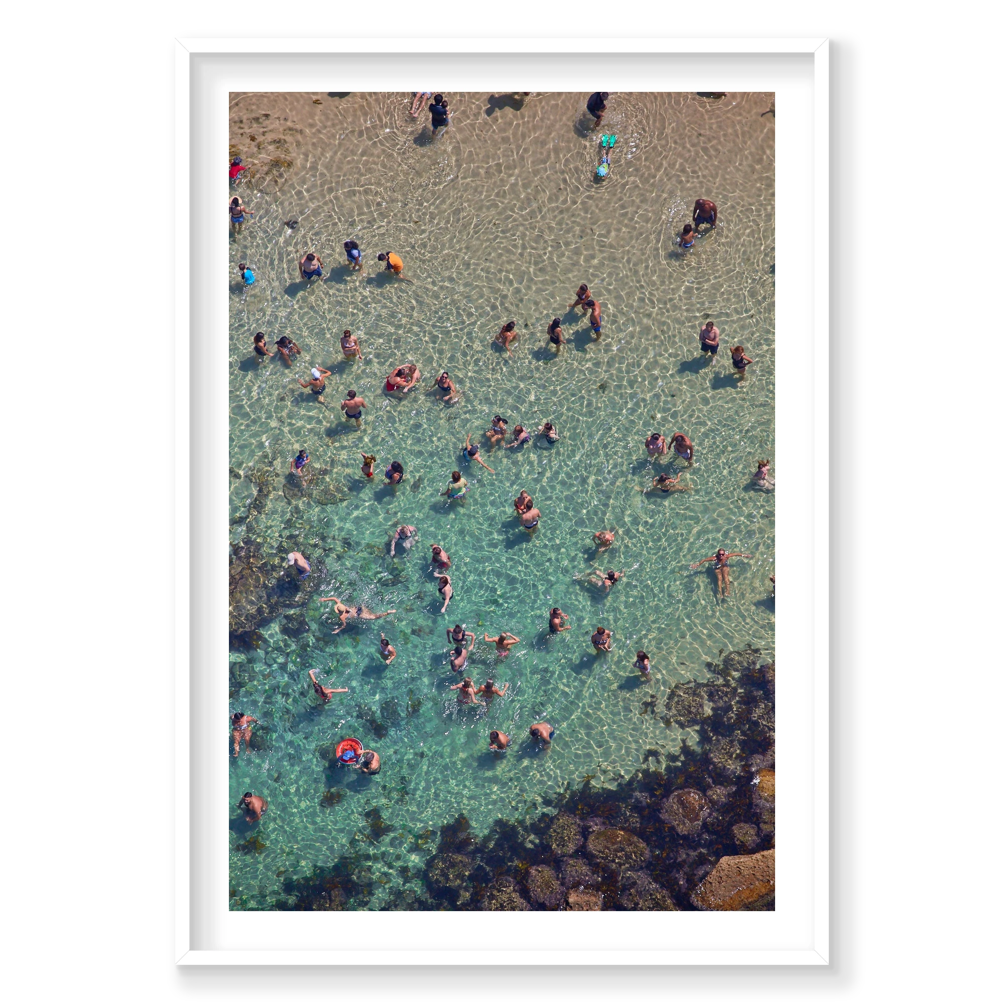 Bronte Beach, Vertical Print, white Victorian Ash frame