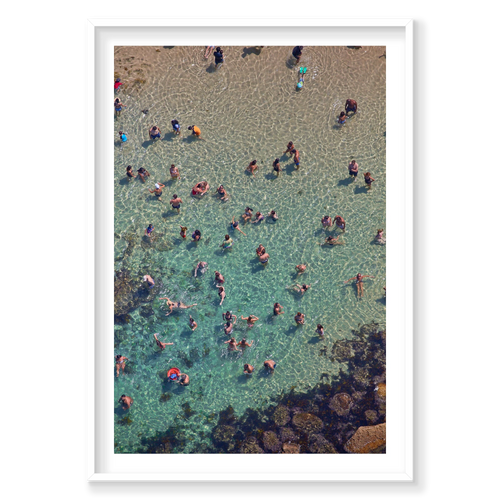 Bronte Beach, Vertical Print, white Victorian Ash frame