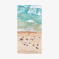 Aerial view of Byron Bay beach with turquoise waves and colorful umbrellas,quick-dry beach towel by Remy Gerega
