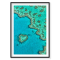 Heart Reef, Great Barrier Reef, Vertical Print, black Victorian Ash frame