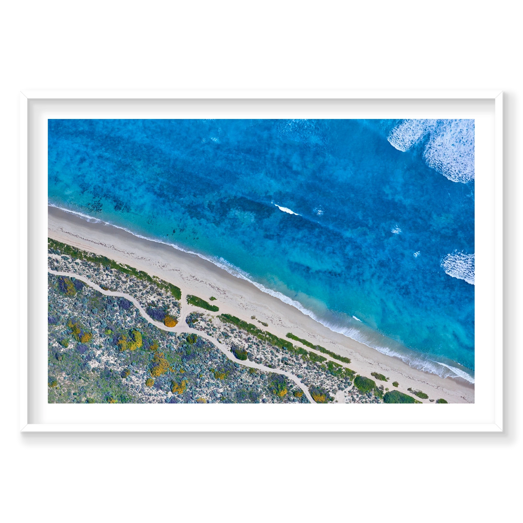 Clear Blue, Kalbarri, Horizontal Print, white Victorian Ash frame
